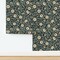 Blue Floral Cream Botanical Traditional Hand Drawn Vines Arts And Crafts Cottagecore Custom Removable Wallpaper by Spoonflower Peel & Stick Wallpaper 2FT Wide